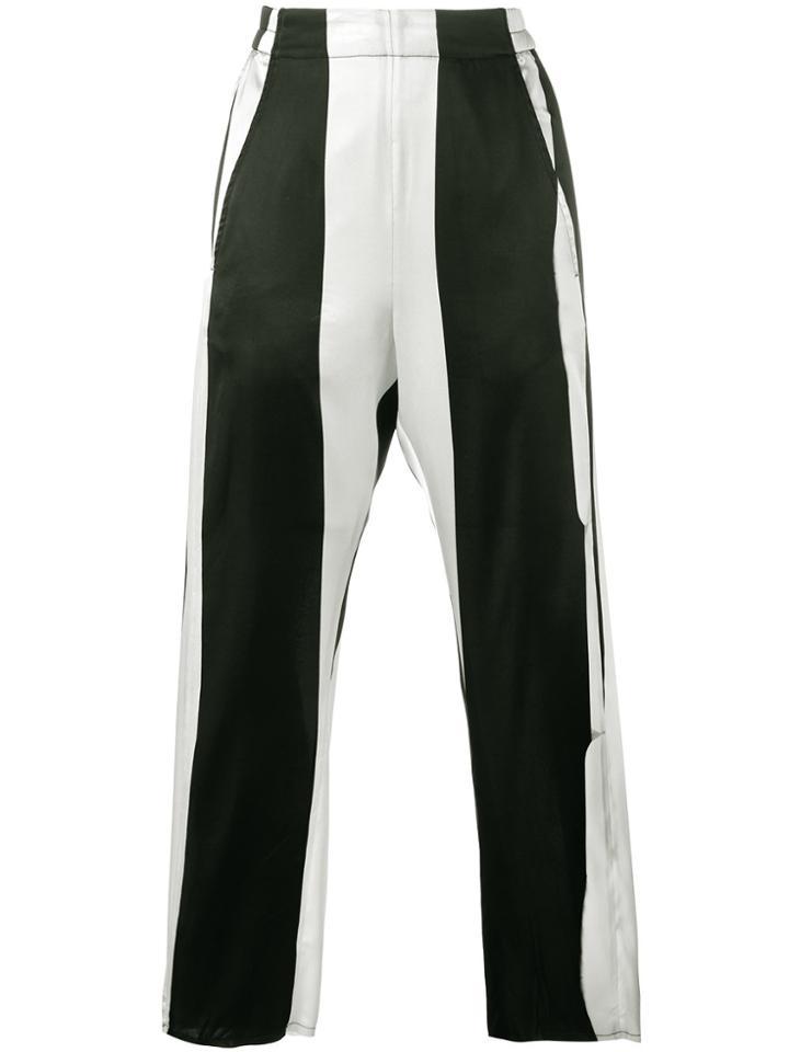Ann Demeulemeester Stripe Cropped Trousers - Black