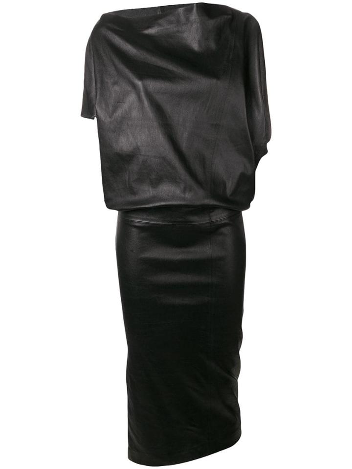 Poiret Stretch Leather Asymmetric Dress - Black