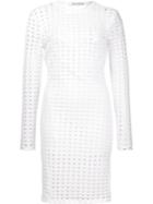 T By Alexander Wang Perforated Dress, Women's, Size: Medium, White, Polyester/rayon/spandex/elastane