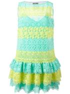 Moschino Striped Macramé Lace Dress, Women's, Size: 40, Green, Polyester