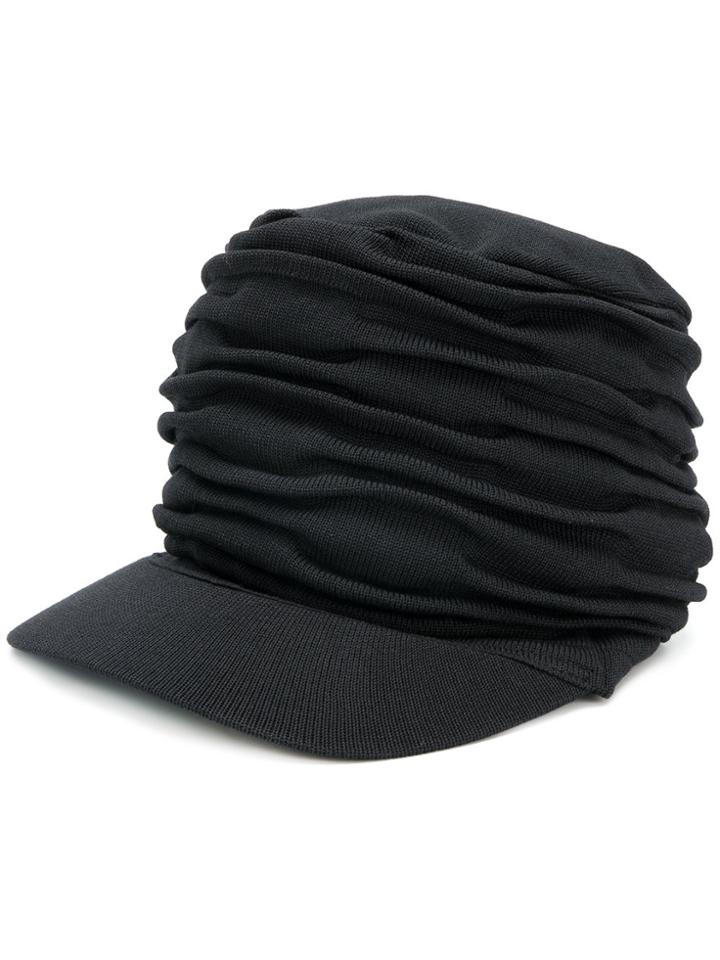 Yohji Yamamoto Ruched Effect Hat - Black