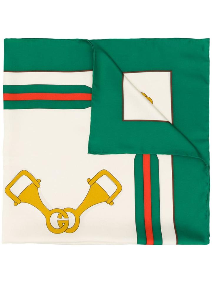 Gucci Interlocking G Stirrups Print Scarf - Green