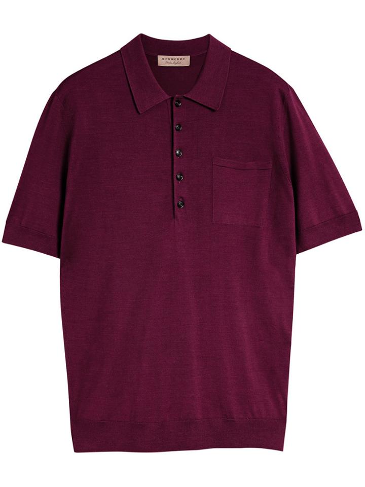 Burberry Knitted Silk Polo Shirt - Red