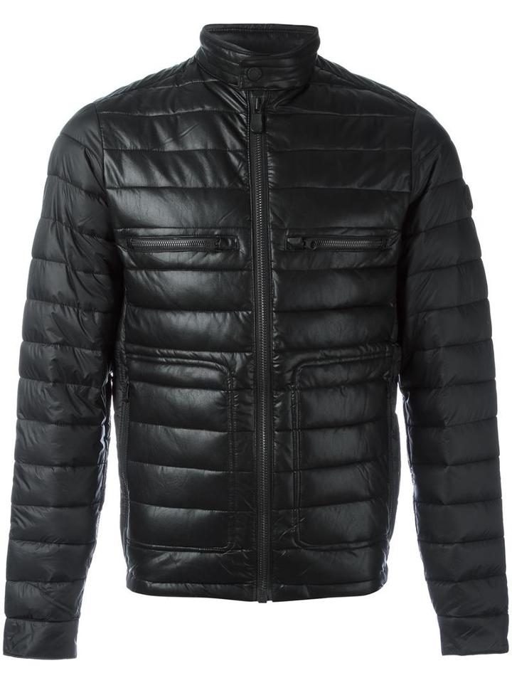 Save The Duck Banded Collar Padded Jacket, Men's, Size: Large, Black, Polyurethane/nylon/polyester