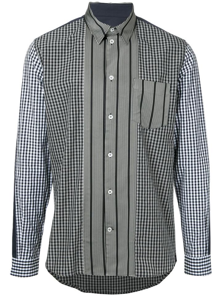 Golden Goose Deluxe Brand Striped And Checked Shirt, Men's, Size: Large, Black, Cotton