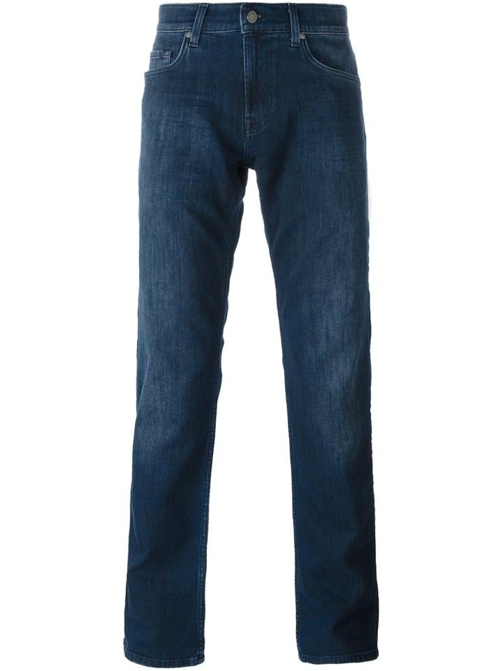 7 For All Mankind Straight Jeans, Men's, Size: 38, Blue, Cotton/polyester/spandex/elastane