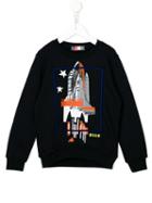 Msgm Kids Rocket Print Sweatshirt, Boy's, Size: 12 Yrs, Blue