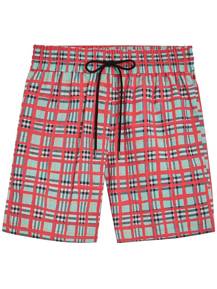 Burberry Painted Check Cotton Drawcord Shorts - Blue