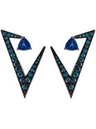 Nikos Koulis Geometric Sapphire And Diamond Earrings - Blue