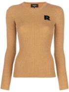 Rochas Logo Patch Fitted Sweater - Nude & Neutrals