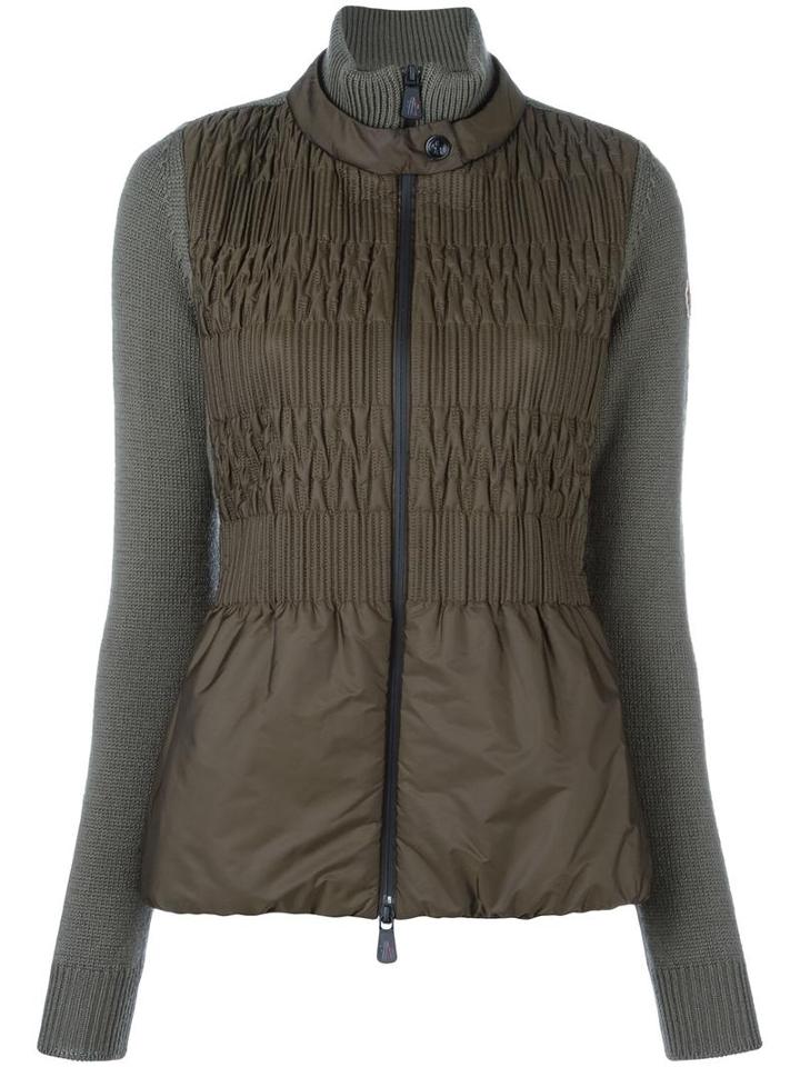 Moncler Grenoble Zipped Cardigan, Women's, Size: Small, Green, Polyamide/virgin Wool/polyester