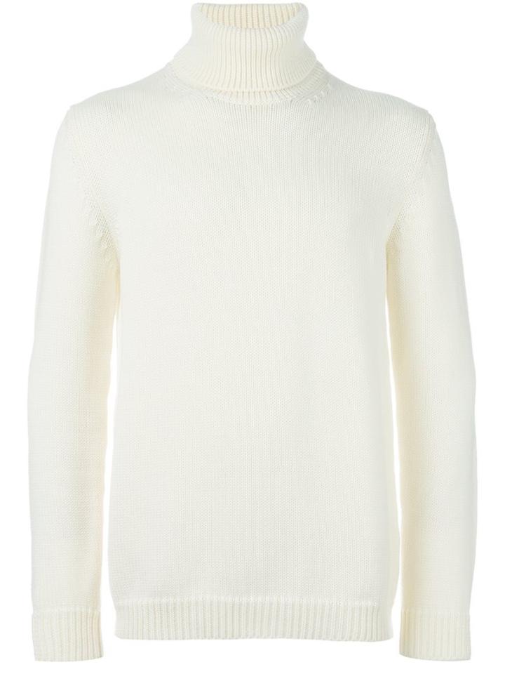 Roberto Collina Roll Neck Knitted Sweater, Men's, Size: 50, Nude/neutrals, Merino