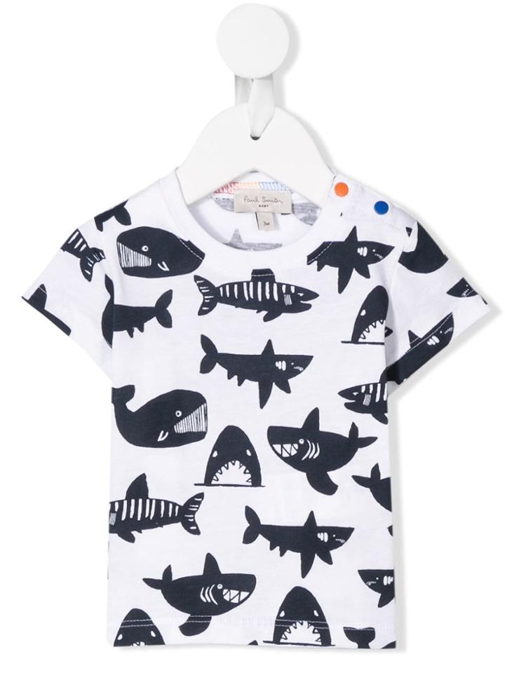 Paul Smith Junior Shark Print T-shirt - White