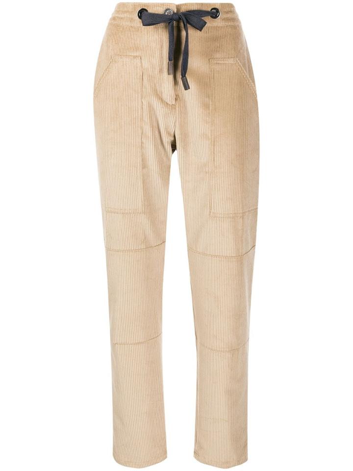 Eleventy Corduroy Effect High-waist Trousers - Neutrals