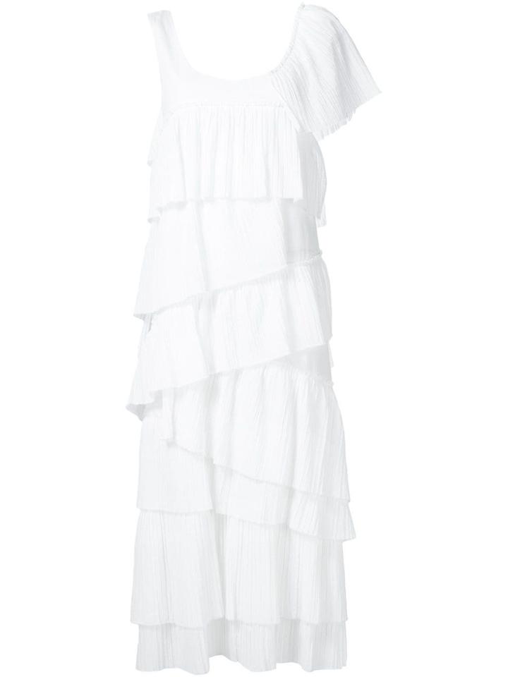 Sonia Rykiel Pleated One Shoulder Dress - White