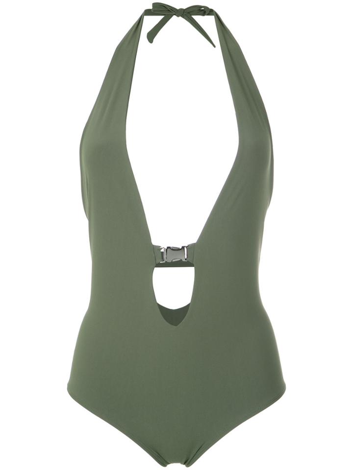 Gloria Coelho Buckle Halterneck Swimsuit - Green