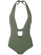 Gloria Coelho Buckle Halterneck Swimsuit - Green