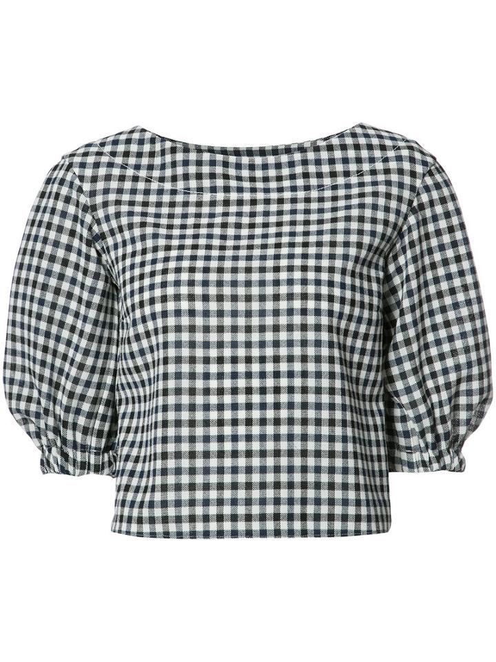 Sonia Rykiel Puffed Sleeves Checked Blouse, Women's, Size: 34, Black, Wool