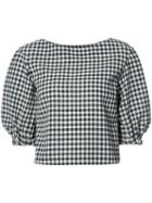 Sonia Rykiel Puffed Sleeves Checked Blouse, Women's, Size: 34, Black, Wool