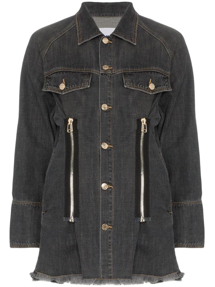 Sjyp Sjyp Jkt Dnm Cllr Ls Side Zip Dtls Btnup - Black
