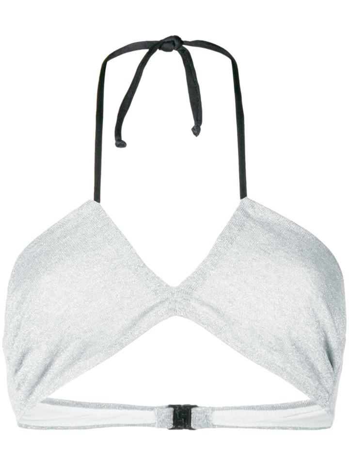 Circus Hotel Lamé Bikini Top - Grey