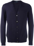 Zanone V-neck Cardigan, Men's, Size: 50, Pink/purple, Polyamide/virgin Wool