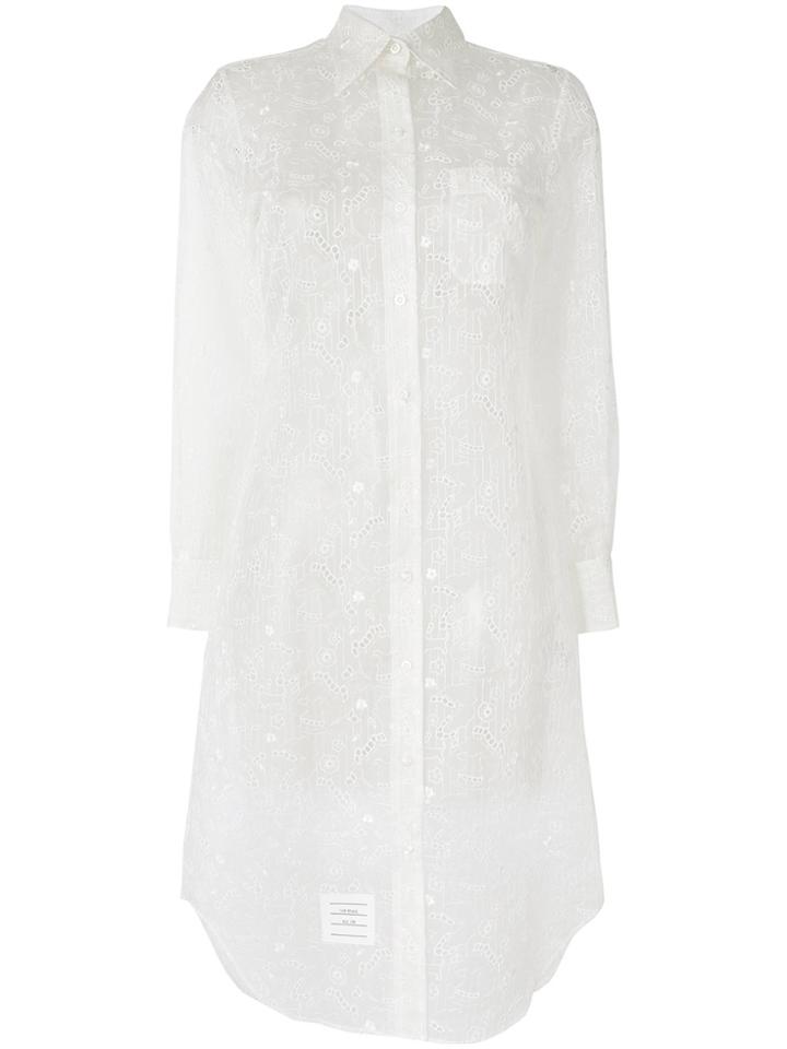 Thom Browne Broderie Anglaise Shirt Dress - White
