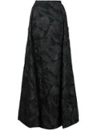 Delpozo Long Jacquard Skirt, Women's, Size: 42, Black, Cotton/polyester/polyamide
