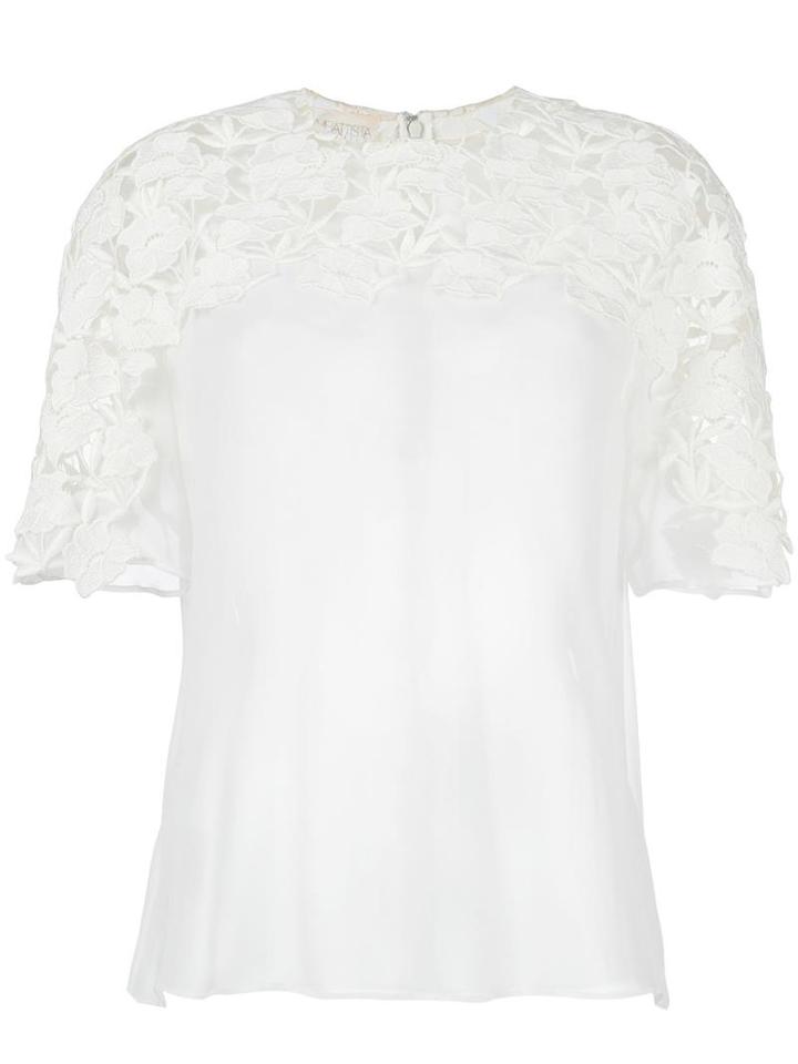 Giambattista Valli Embroidered Blouse, Women's, Size: 44, White, Cotton/polyamide/polyester/silk