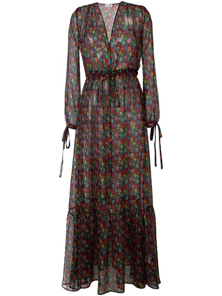 Au Jour Le Jour Sheer Floral Print Dress - Black