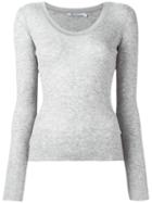 T By Alexander Wang Scoop Neck T-shirt, Women's, Size: Xs, Grey, Viscose/nylon/wool/silk