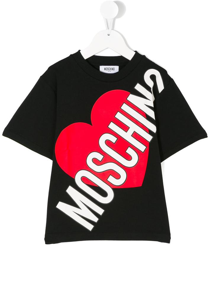Moschino Kids - Heart Logo Printed T-shirt - Kids - Cotton/spandex/elastane - 10 Yrs, Black