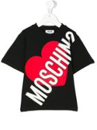 Moschino Kids - Heart Logo Printed T-shirt - Kids - Cotton/spandex/elastane - 10 Yrs, Black