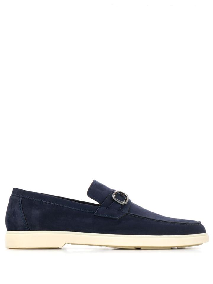 Santoni Contrasting Sole Loafers - Blue