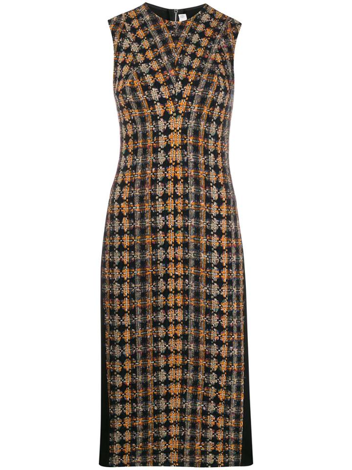 Victoria Beckham Tweed Panel Midi Dress - Blue