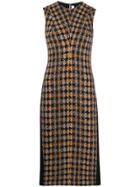 Victoria Beckham Tweed Panel Midi Dress - Blue