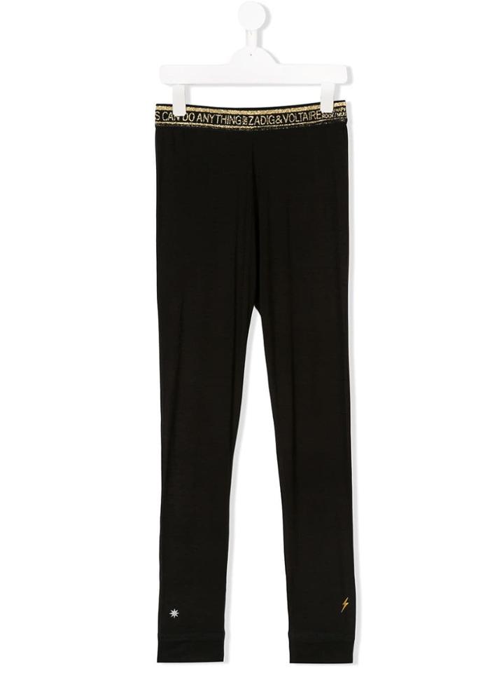 Zadig & Voltaire Kids Teen Logo Waistband Leggings - Black