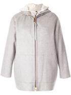 Agnona Hooded Layered Jacket - Grey