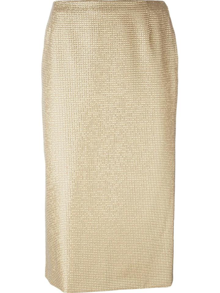 Versace Vintage Embellished Pencil Skirt - Metallic