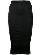 Murmur Side Lace-up Pencil Skirt - Black
