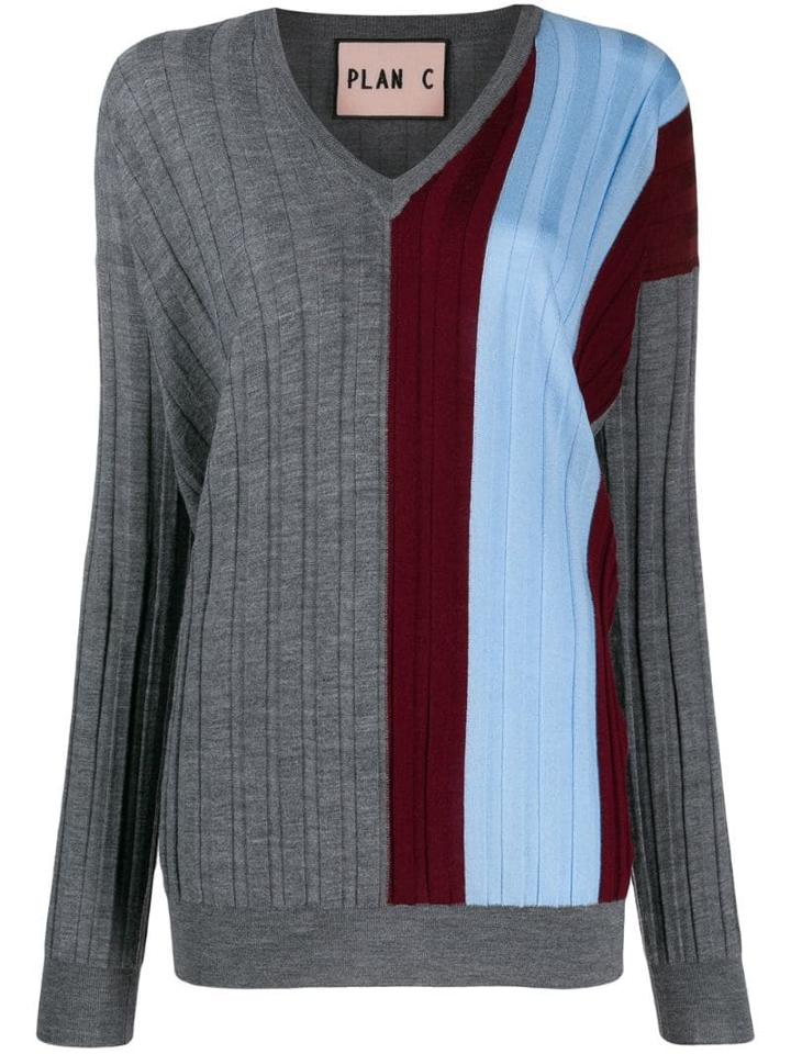 Plan C Ribbed Design Jumper - Grey