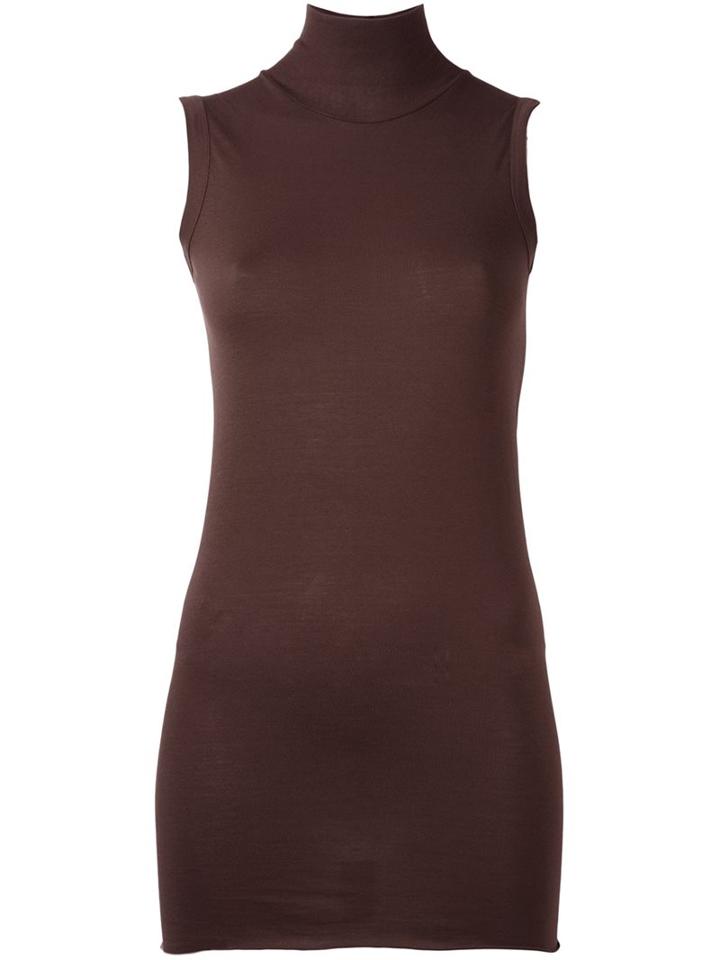 Rick Owens Lilies Roll Neck Tank Top, Women's, Size: 44, Brown, Cotton/polyamide/viscose