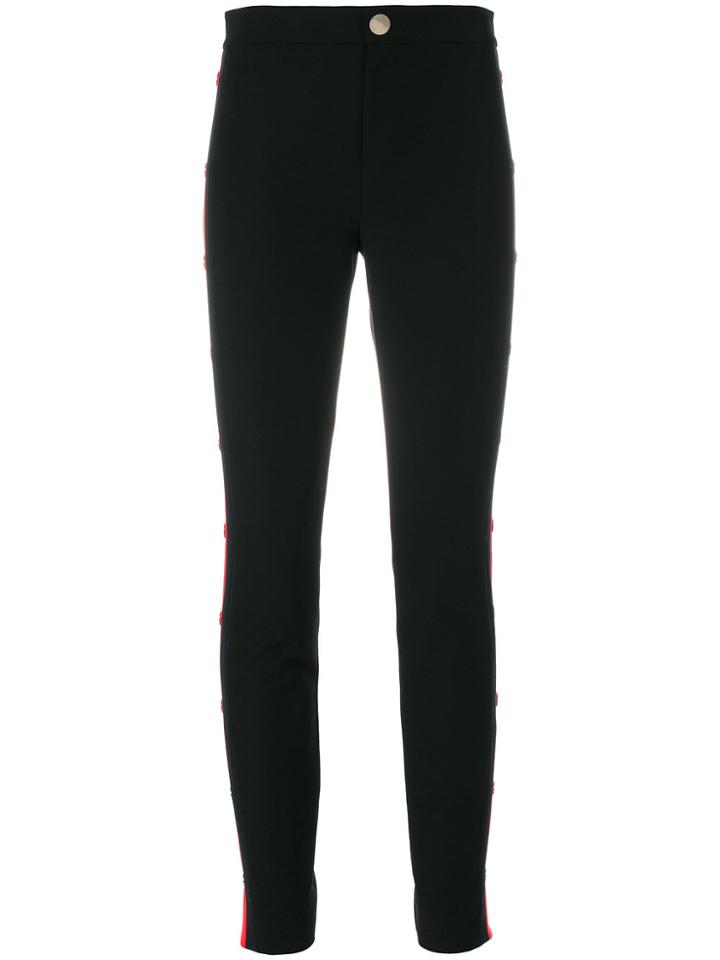 Gucci Buttoned Web Side Panel Skinny Trousers - Black