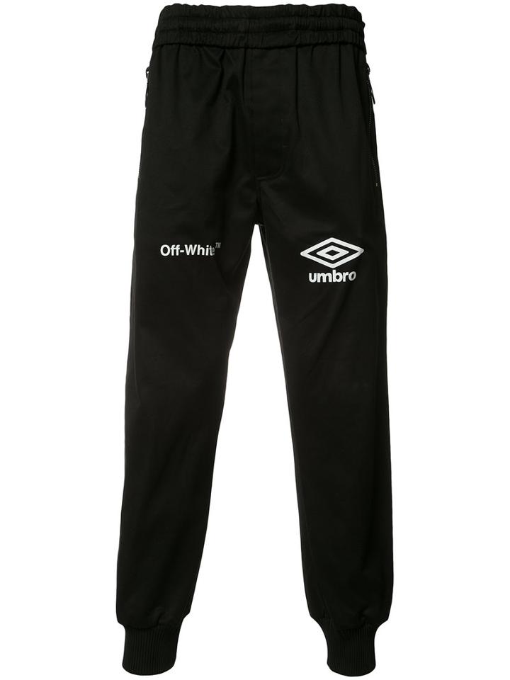 Off-white Logo Print Track Pants, Men's, Size: Large, Black, Cotton/spandex/elastane/viscose/polyamide