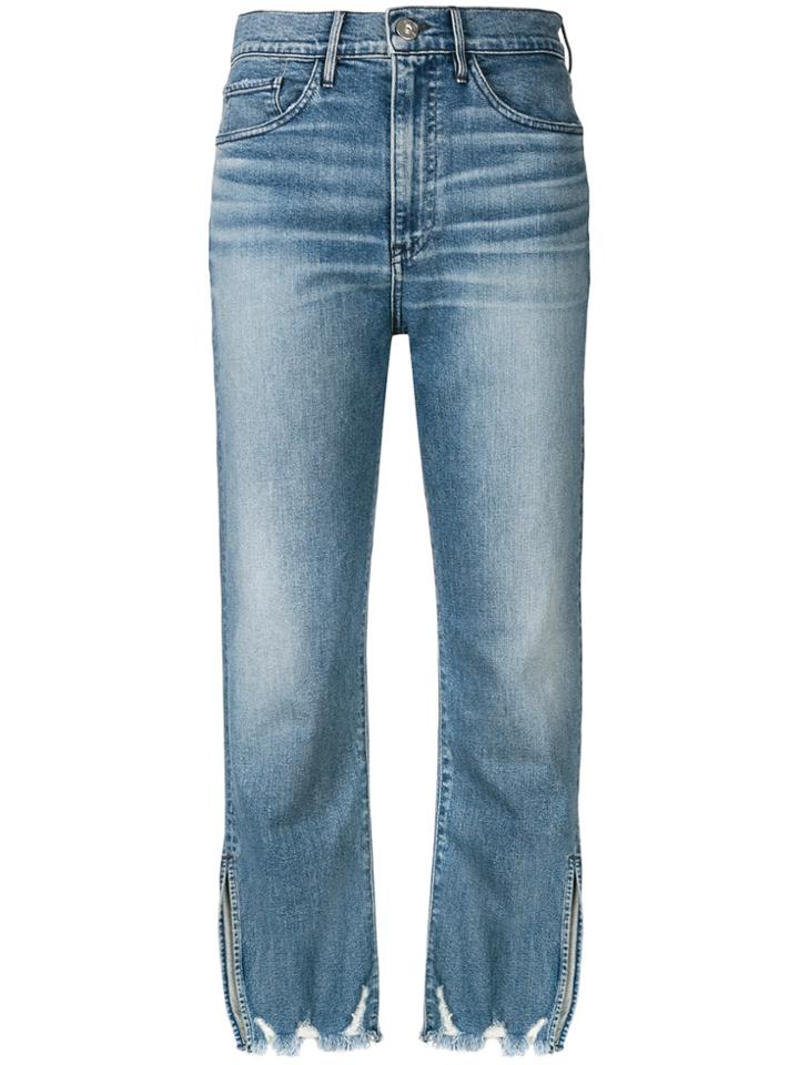 3x1 W4 Relaxed Split Crop Jeans - Blue