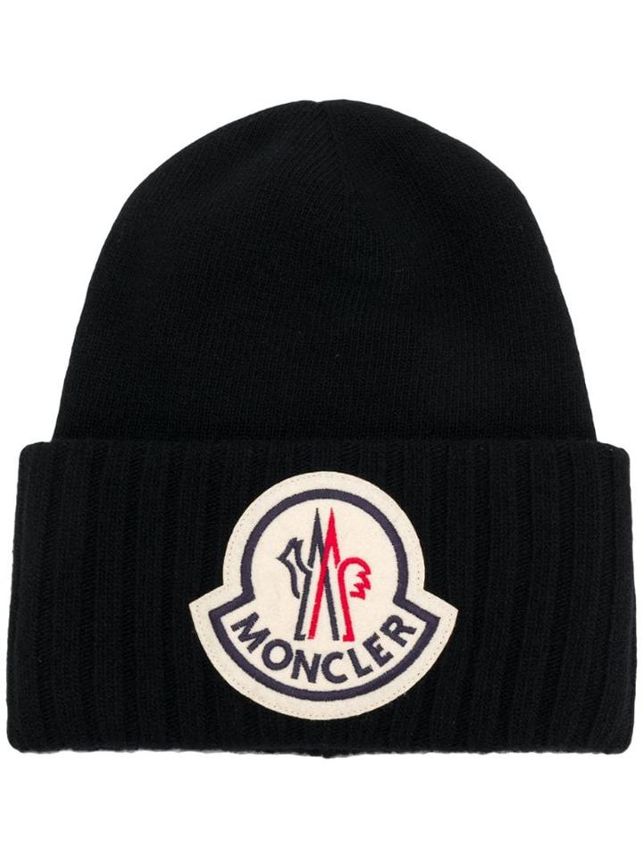 Moncler Logo Patch Beanie - Black