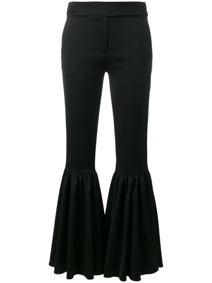 Osman Ariel Flared Stretch Wool Blend Trousers - Black