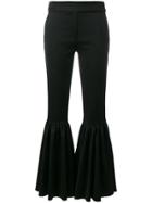 Osman Ariel Flared Stretch Wool Blend Trousers - Black