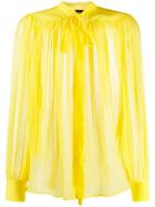Rochas Tie Front Sheer Blouse - Yellow