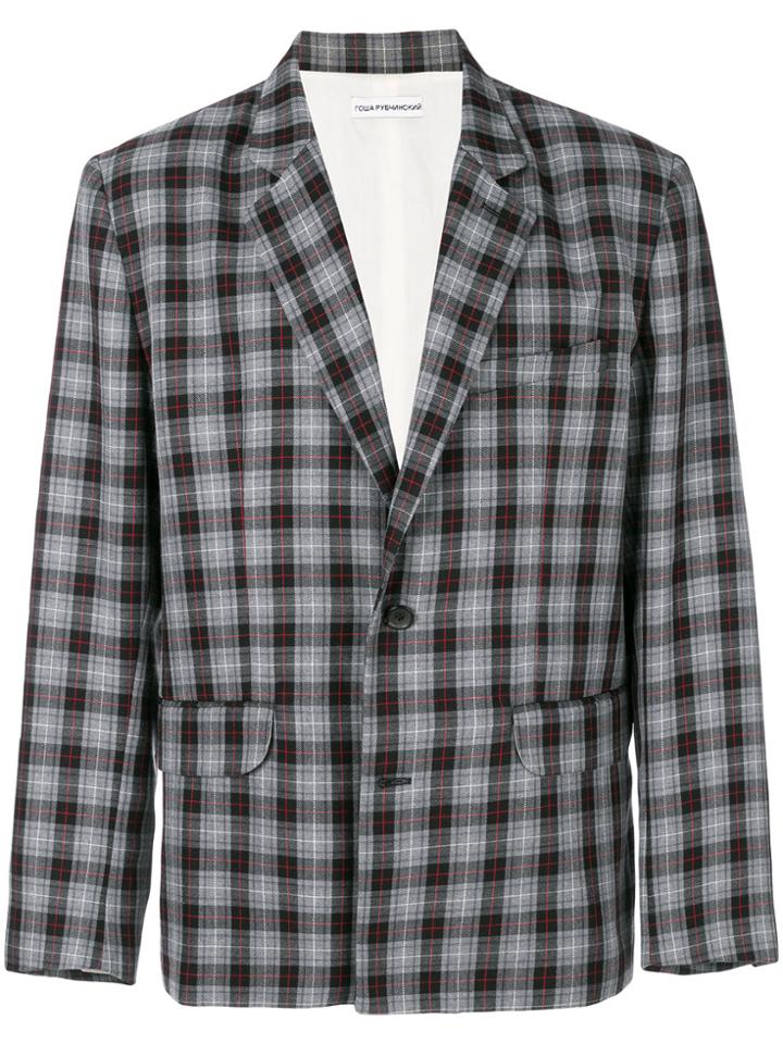Gosha Rubchinskiy Plaid Fitted Blazer - Grey